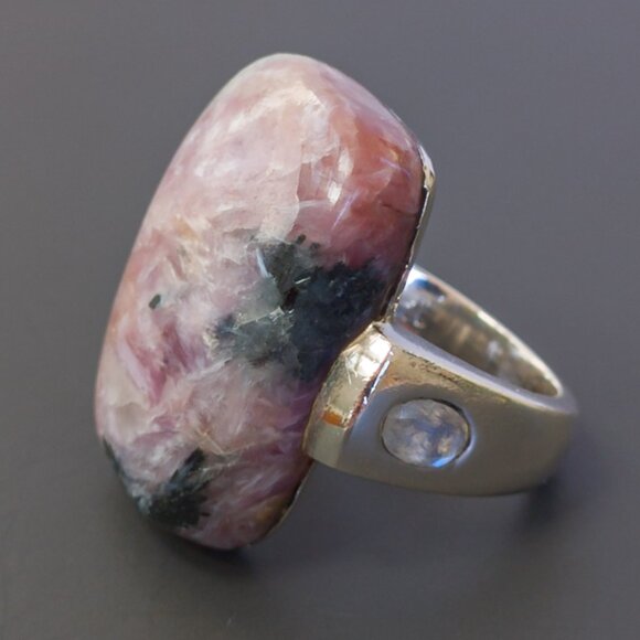 Sterling Silver Charoite & Moonstone Statement Ring – Size 7.75 - Picture 17 of 17